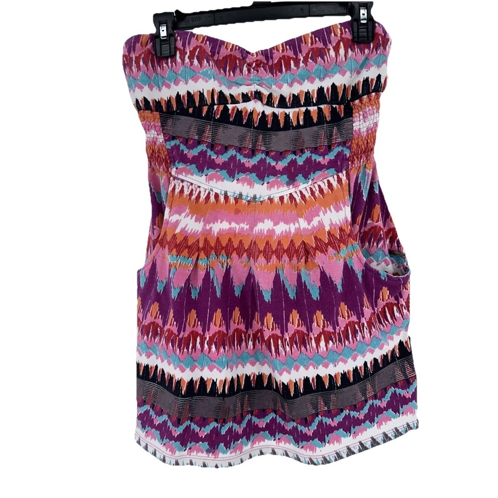 Billabong Strapless Mini Dress in Purple, Pink, Orange, Teal